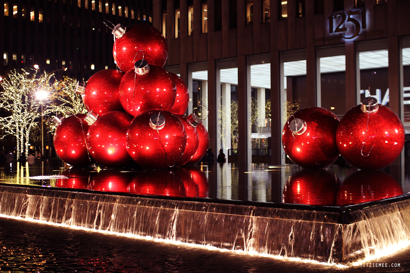 Giant Christmas ornaments 6th Avenue New York