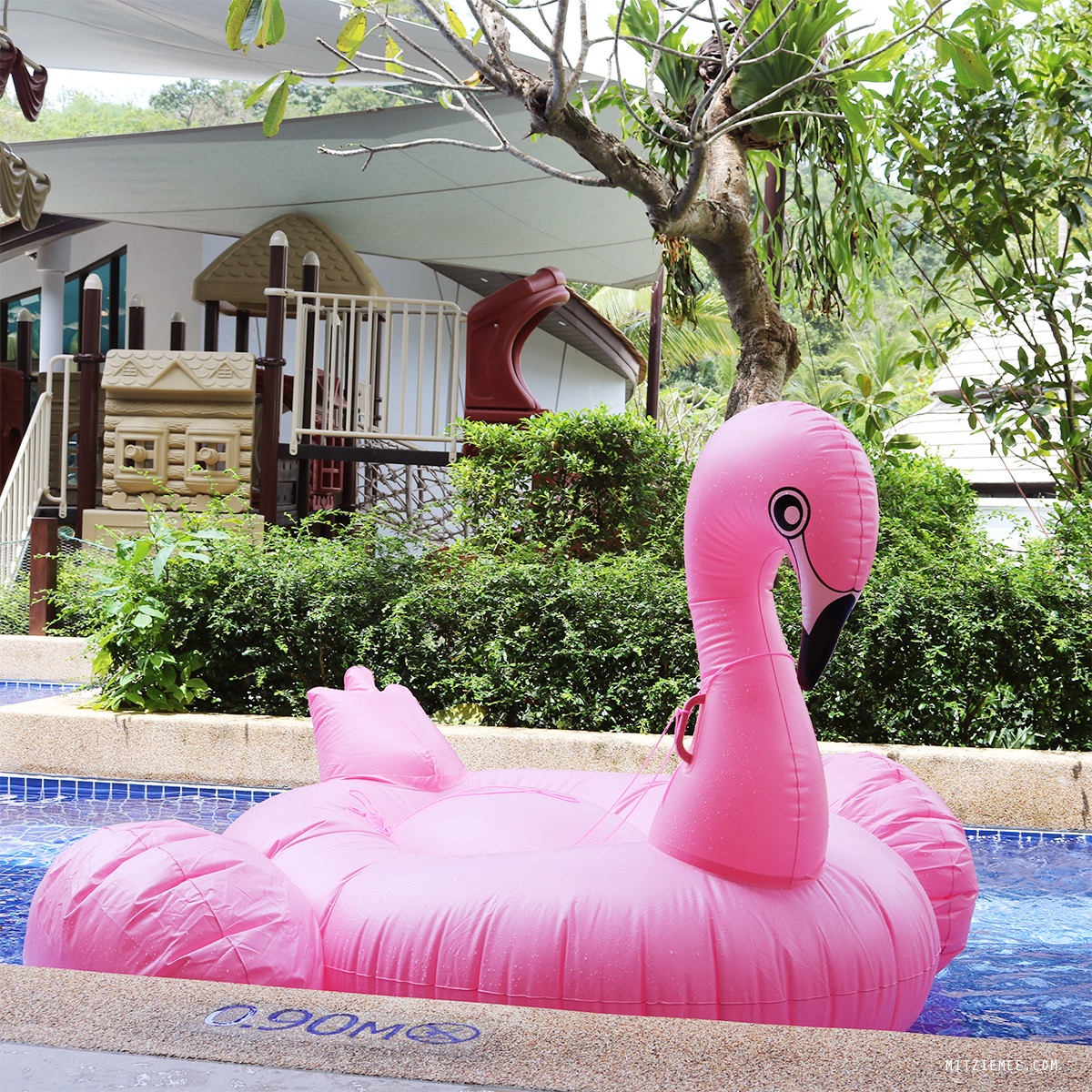 Giant flamingo float at Nai Yang Marriott, Phuket
