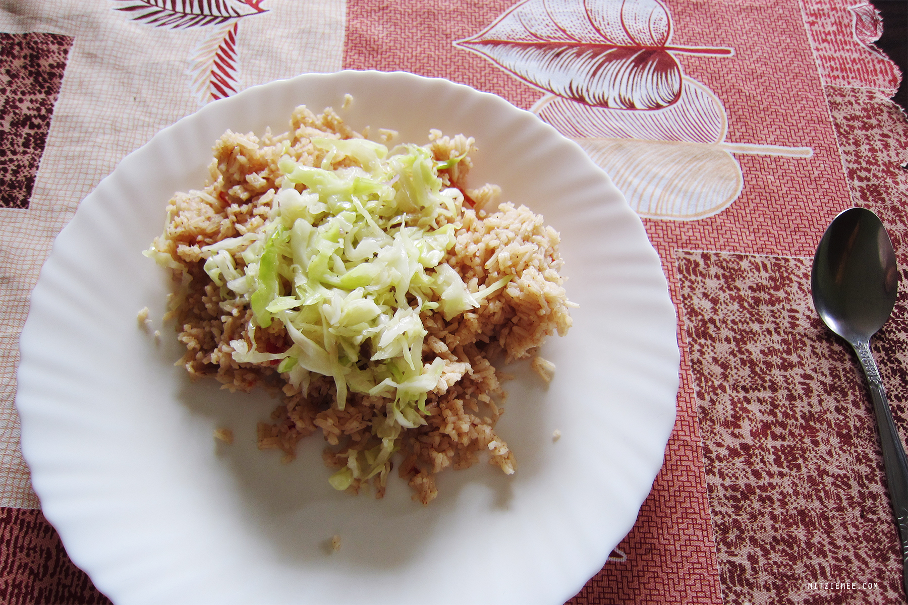 Fried rice with cabbage, Kenya food