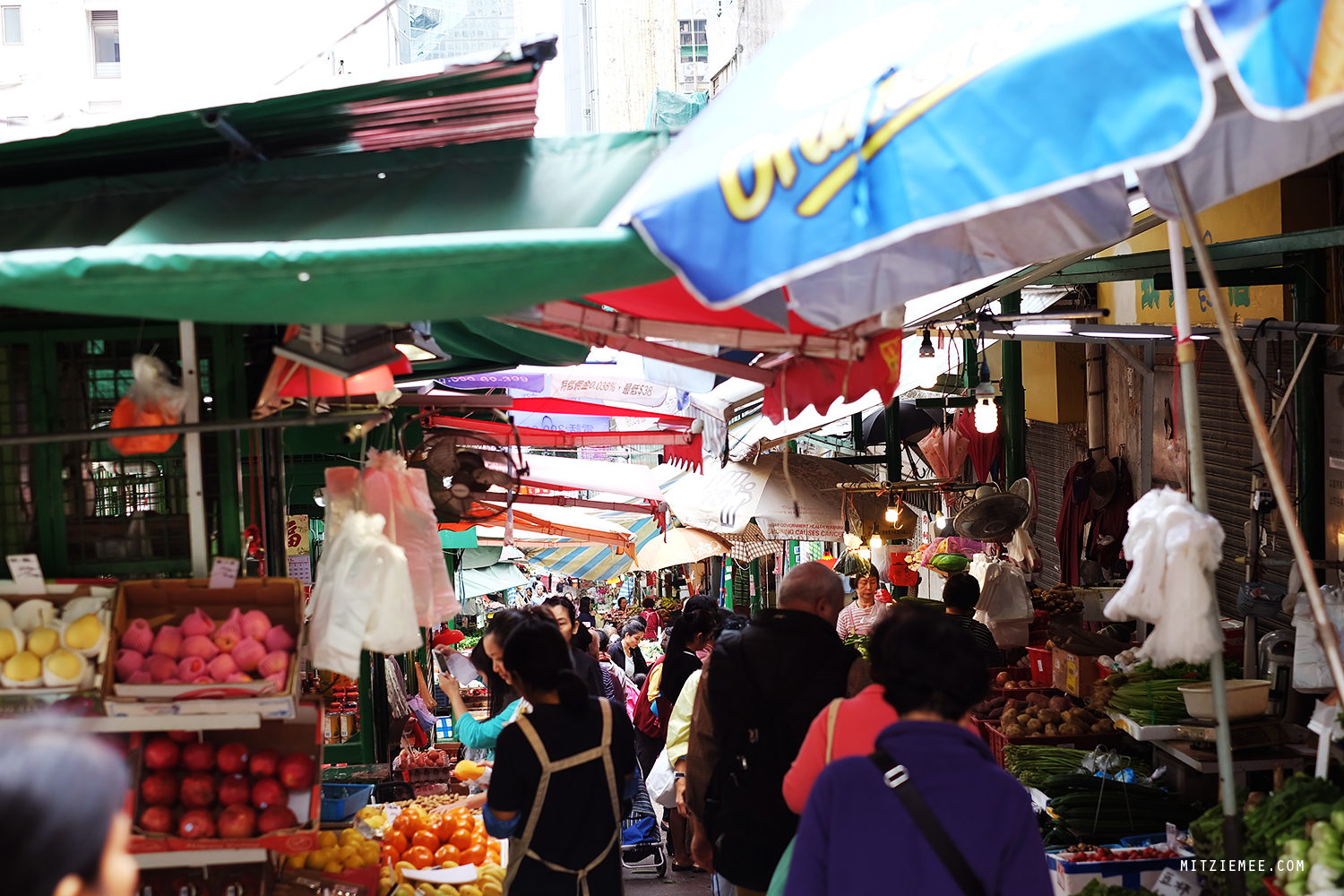 Wet Market på Graham Street i Hong Kong