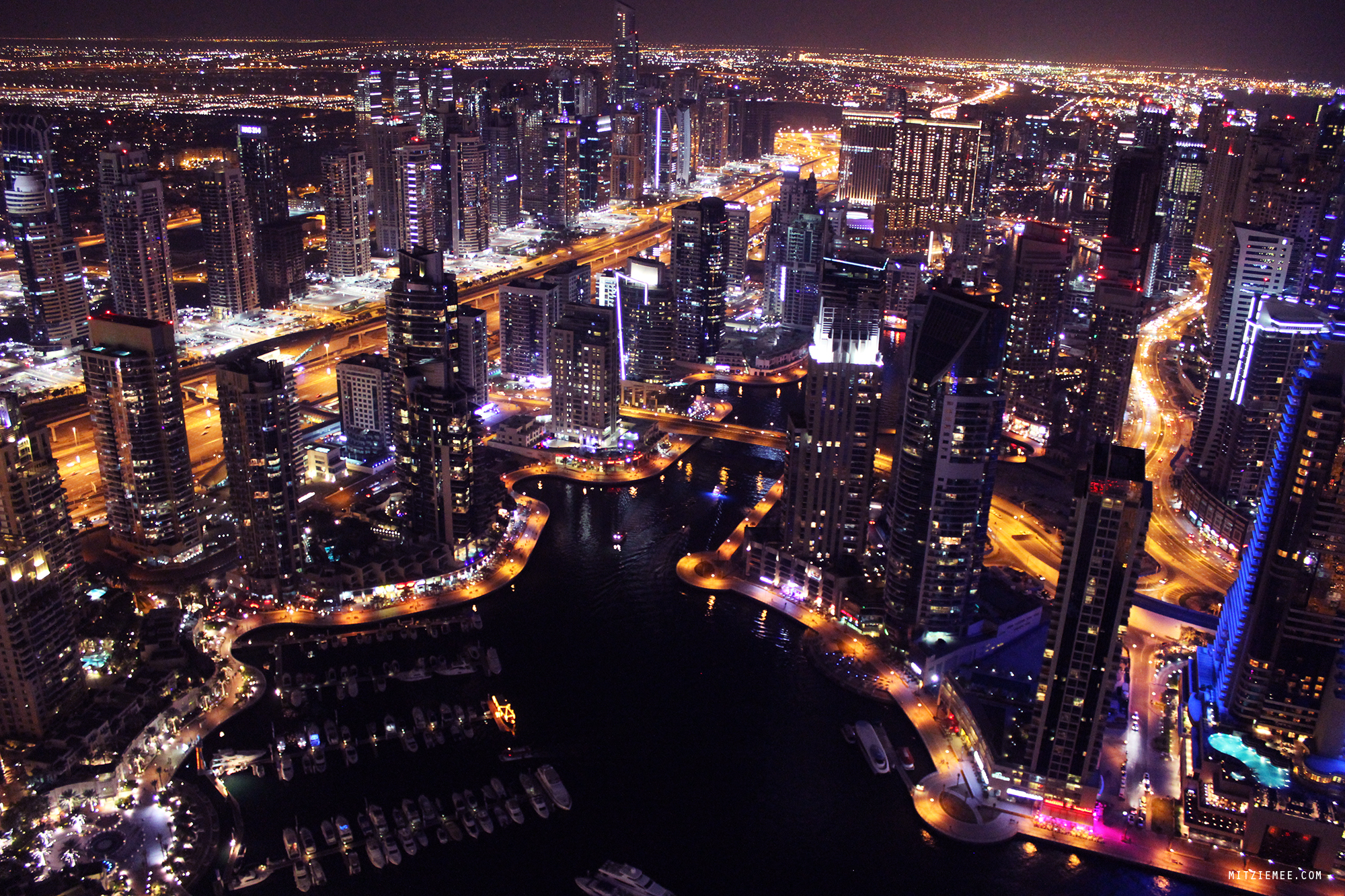 Dubai Marina night view from The Torch
