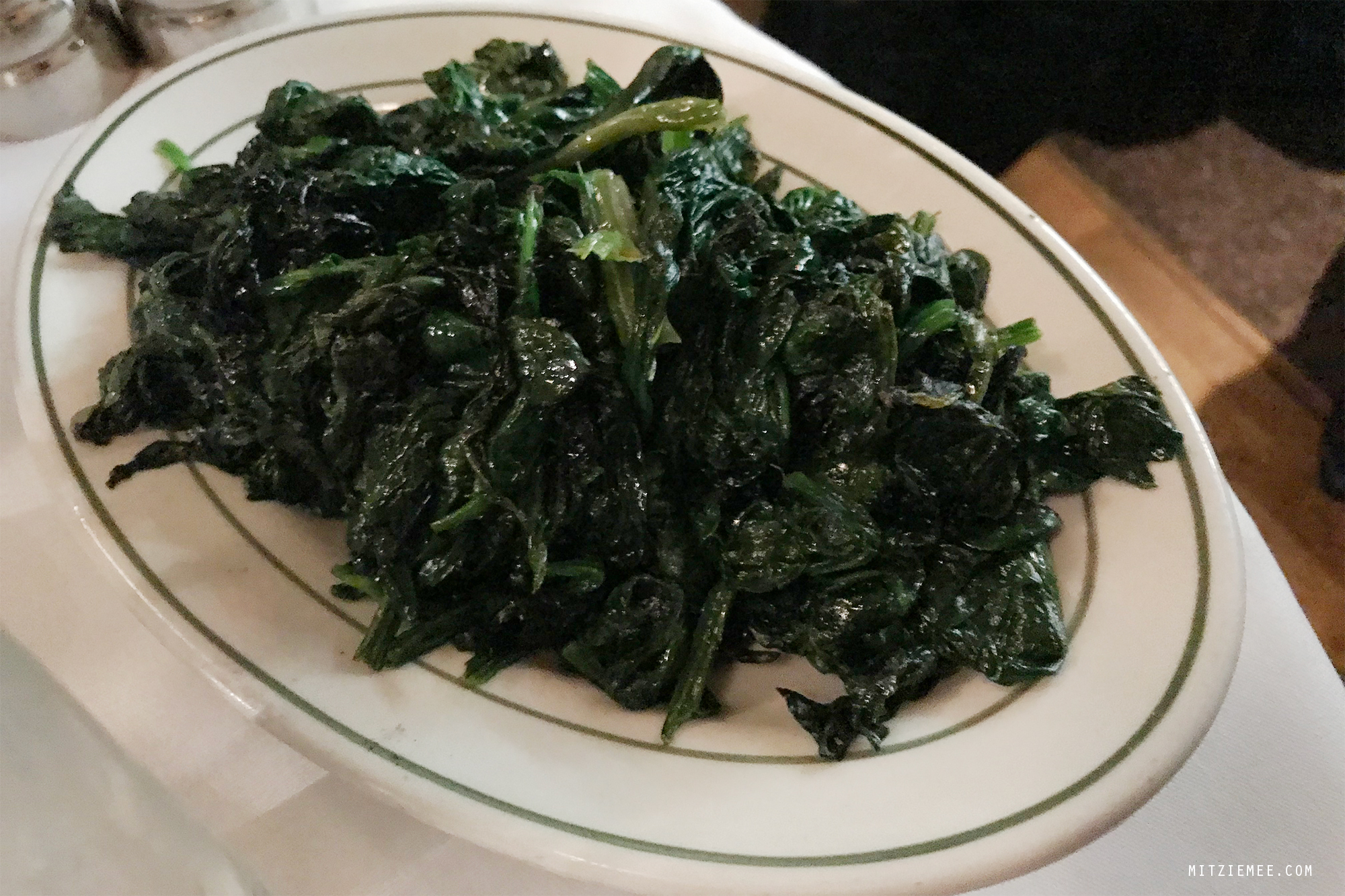 Sautéed spinach at Smith & Wollensky, New York