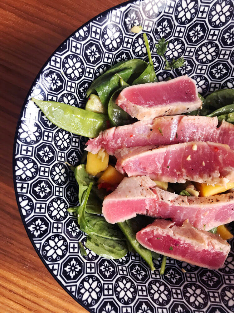 Recipe Salad with Seared Tuna, Mango and Avocado Mitzie Mee Blog