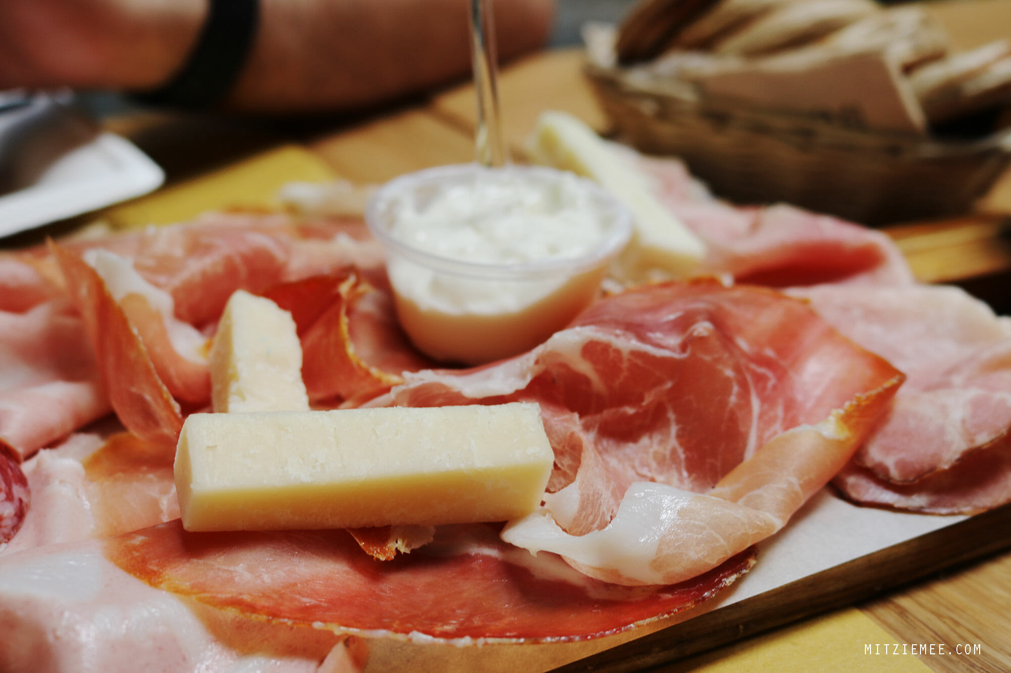 Prosciutto and cheese at Roxy Bar, Bologna