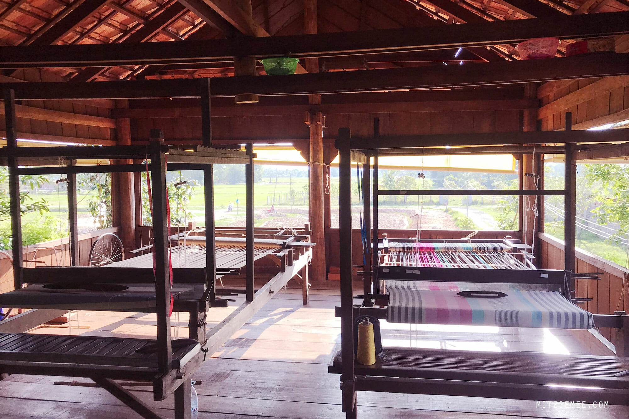 The looms at Weavers Project, Takeo, Cambodia