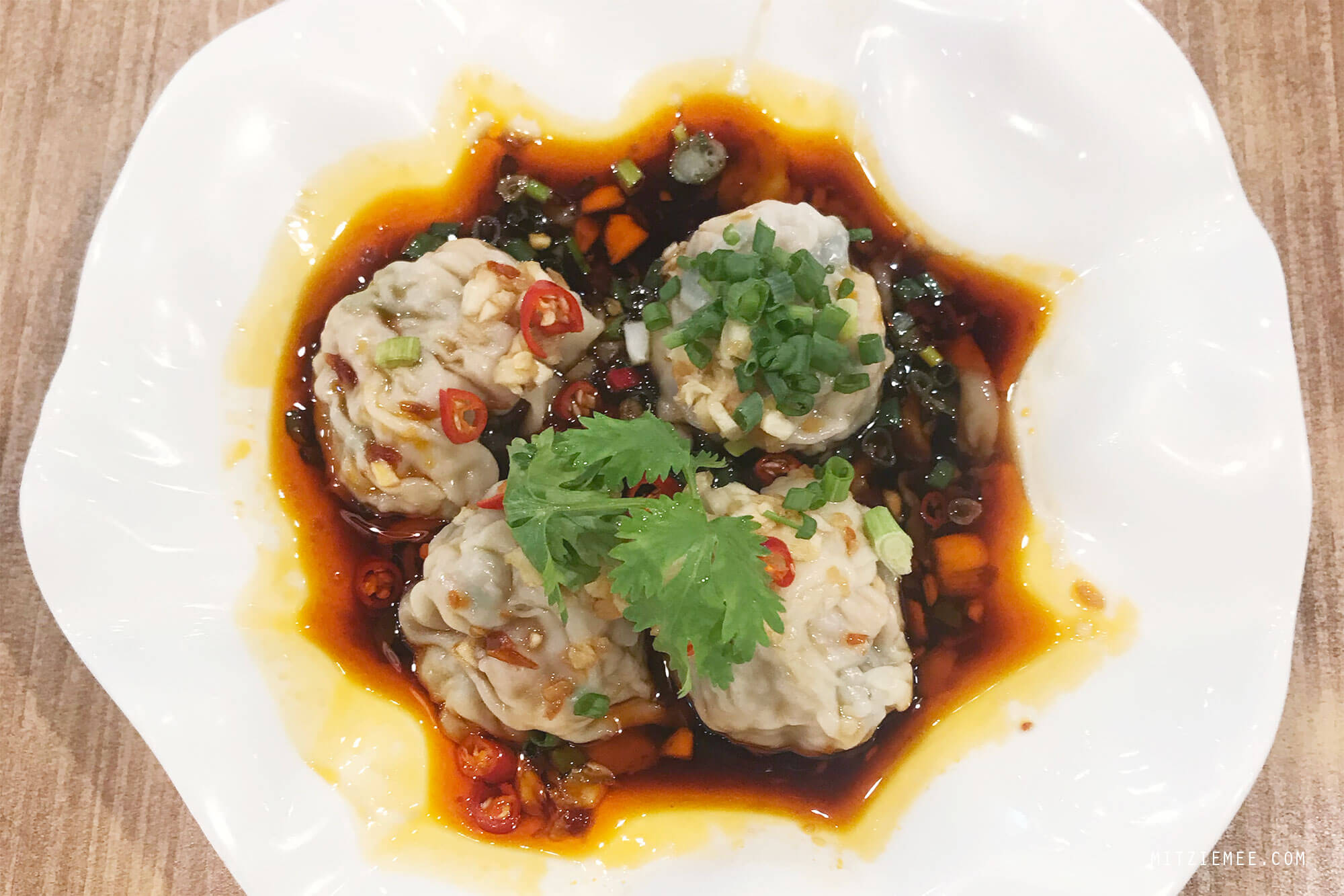 Pork dumplings in hot and spicy sauce, Tim Ho Wan