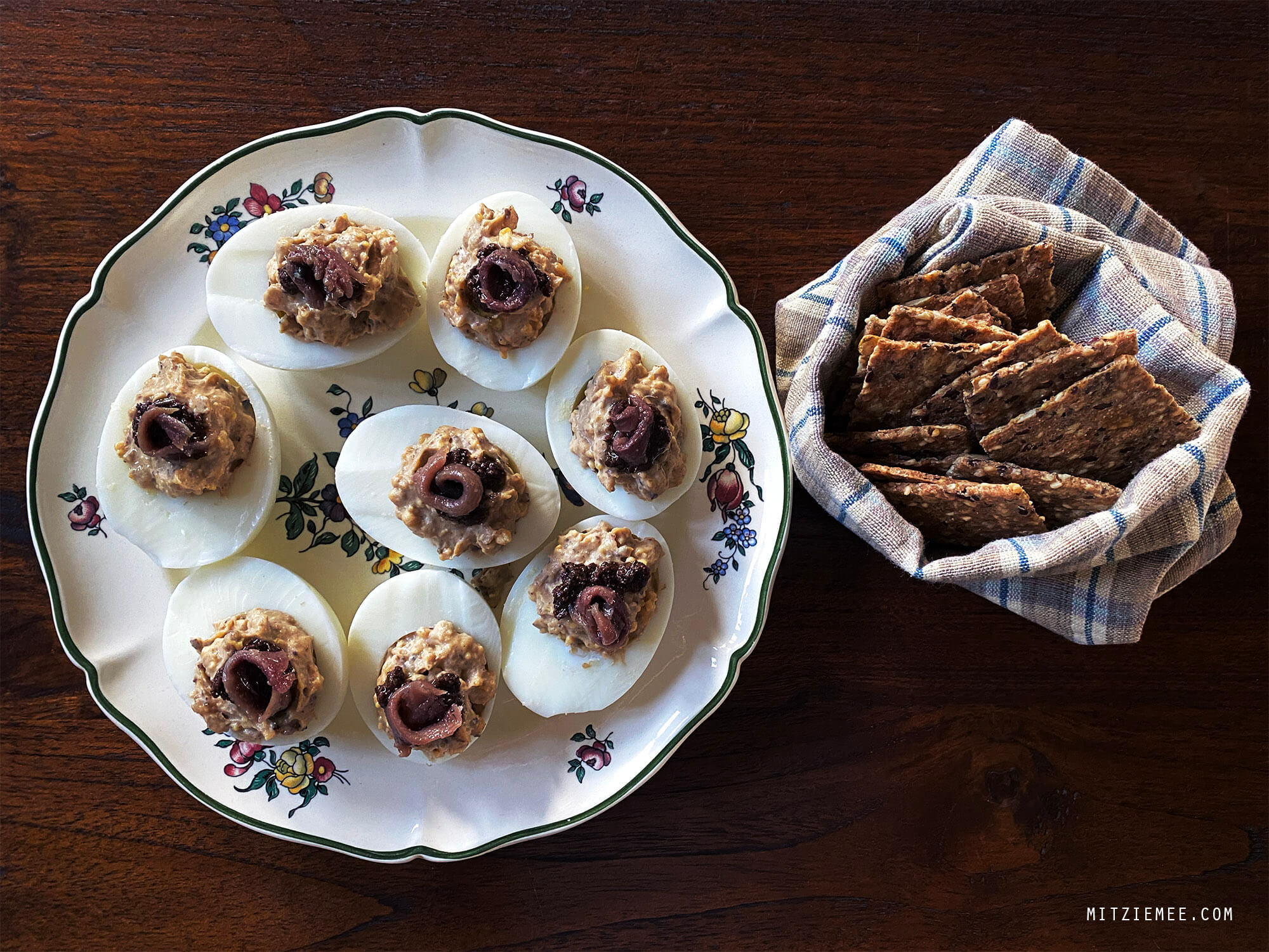 Deviled Eggs with anchovy and tapenade, Hungry Bird Eats, Spread-mmms
