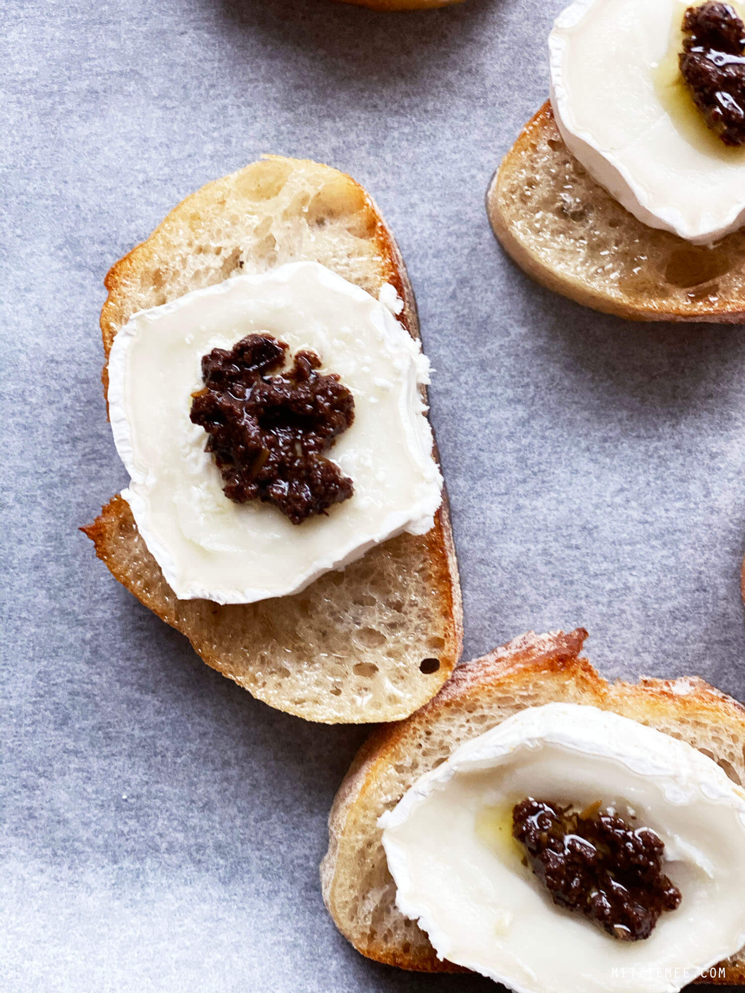 Recipe, Warm Goat Cheese Toasts with Olive Tapenade