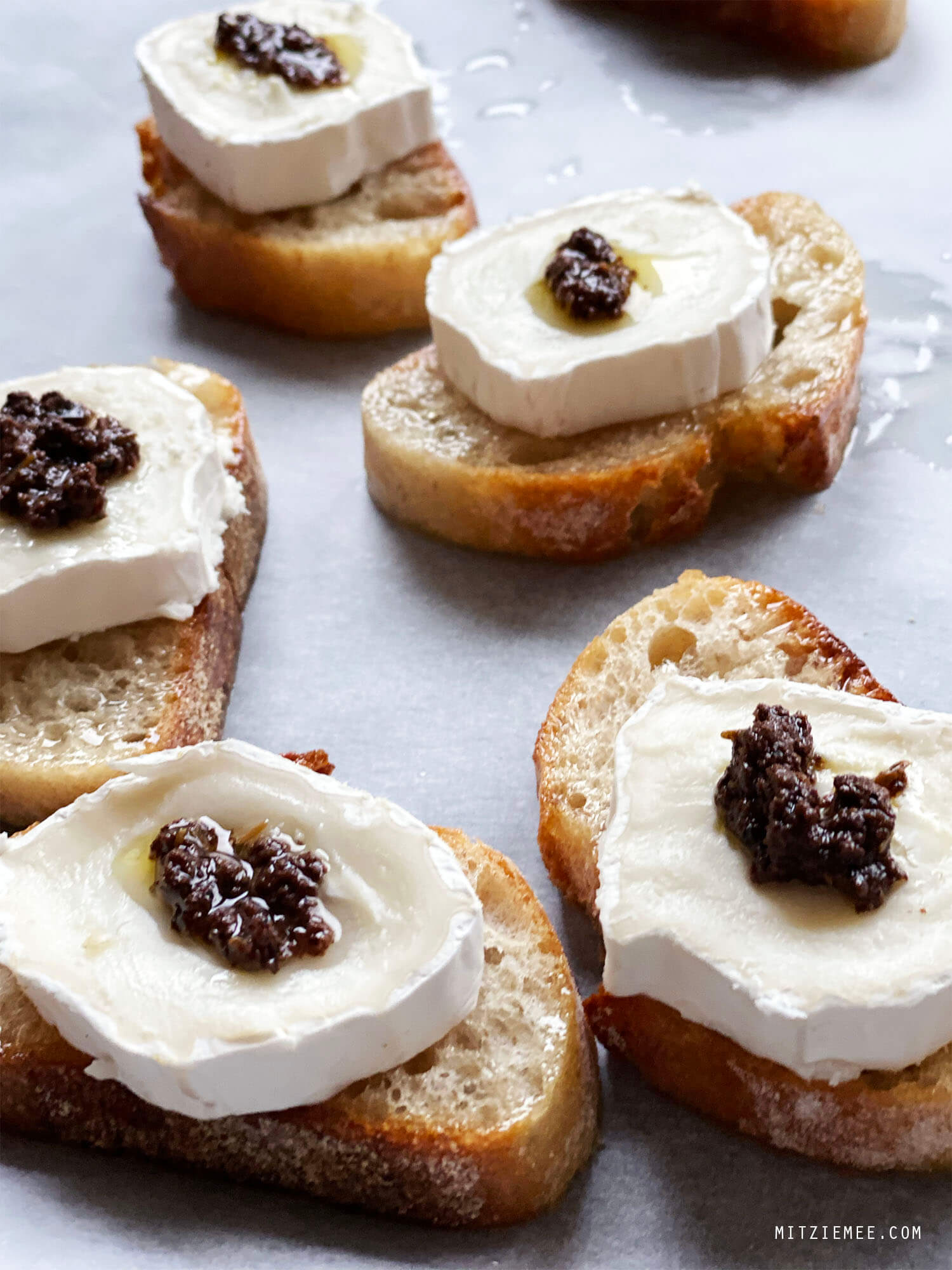 Recipe, Warm Goat Cheese Toasts with Olive Tapenade
