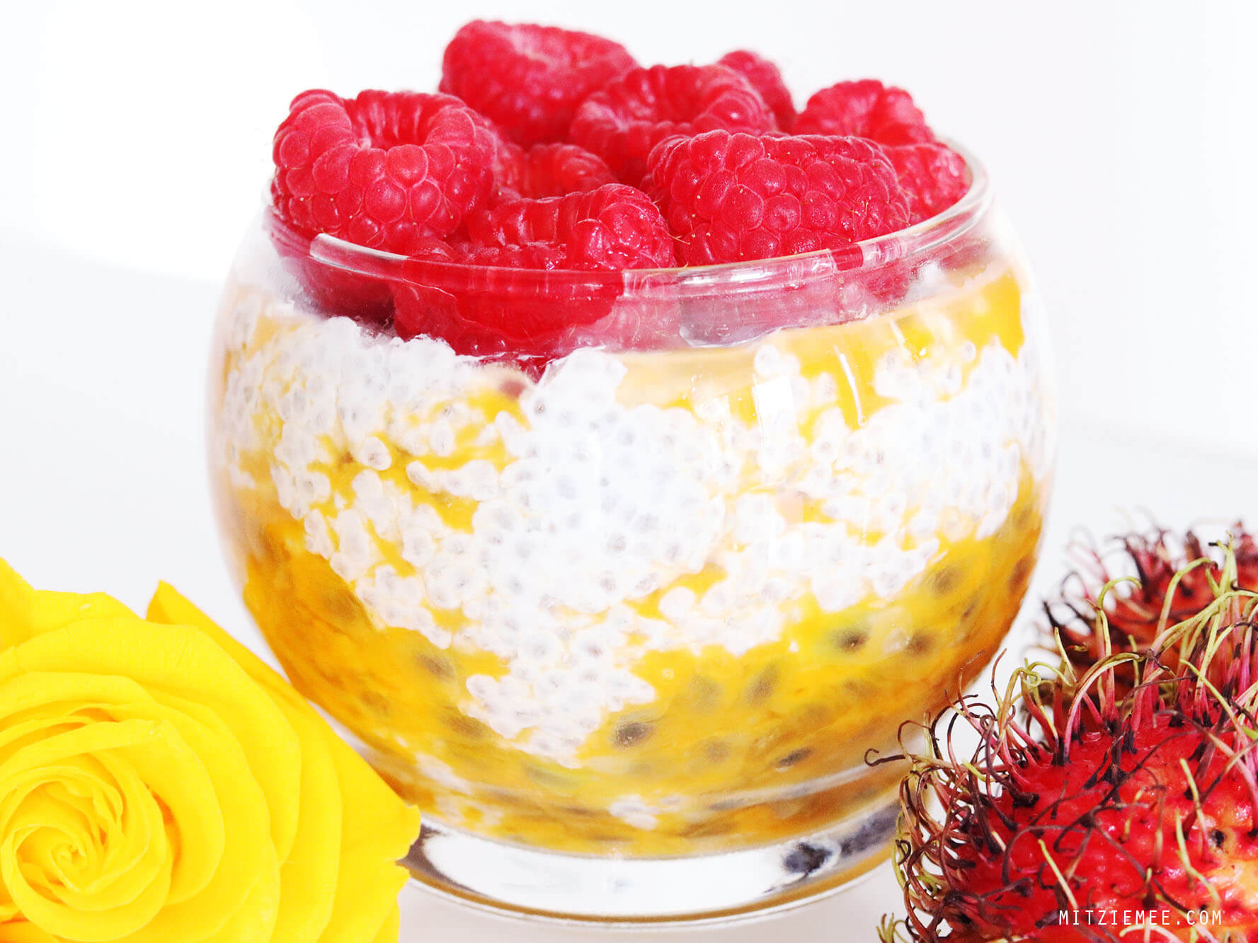 Chia pudding with passion fruit topping