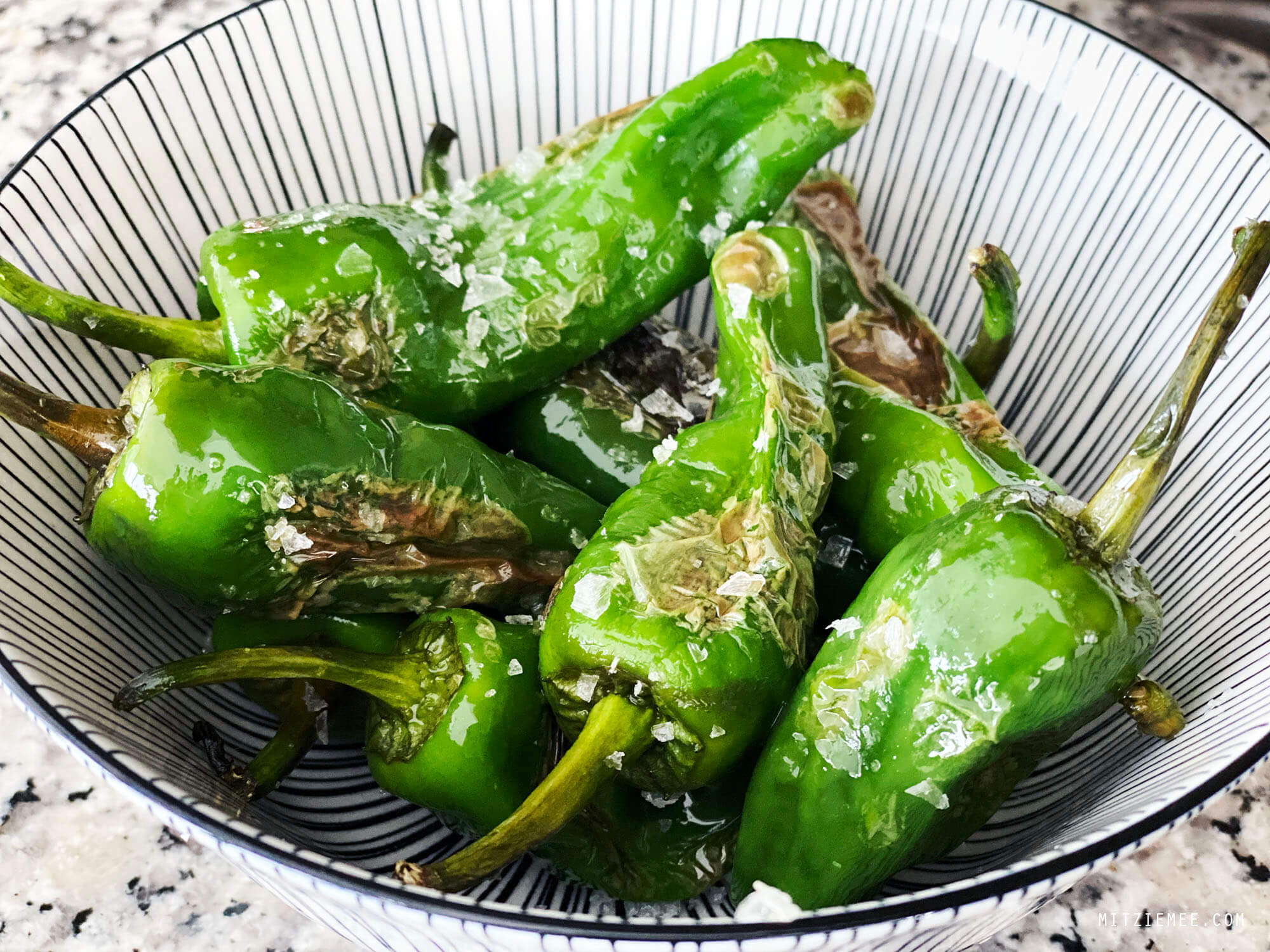 Pimientos de Padrón, blistered green peppers