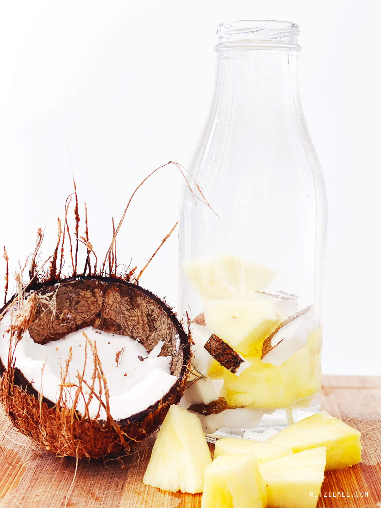 Infused water with coconut and pineapple