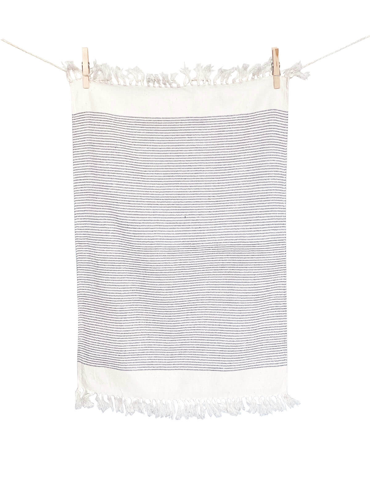 Handwoven Tea Towel - White w/t Oatmeal Stripes