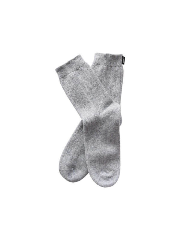 cashmere socks rib knit light gray, Gobi, Fair Fashionista