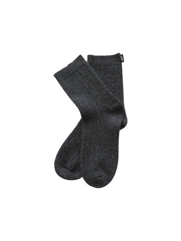 cashmere socks rib knit charcoal, Gobi, Fair Fashionista
