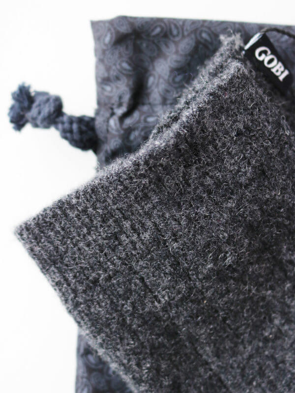 cashmere socks rib knit charcoal, Gobi, Fair Fashionista