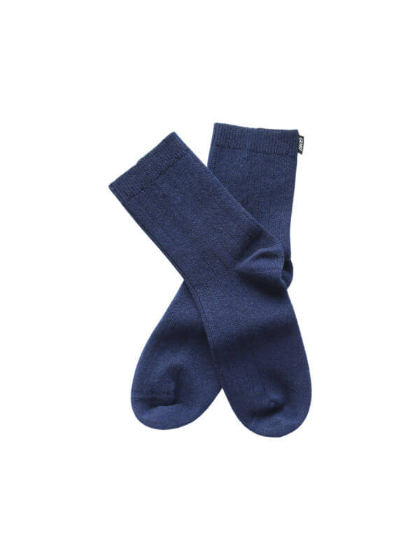 cashmere socks rib knit navy, Gobi, Fair Fashionista