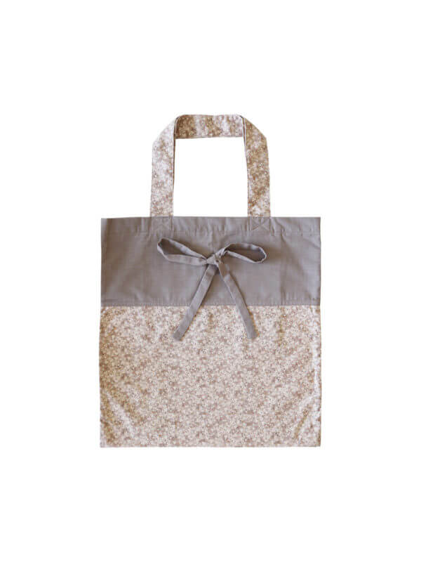 Beige/brown foldable tote bag, upcycled cotton, Mitzie Mee Shop