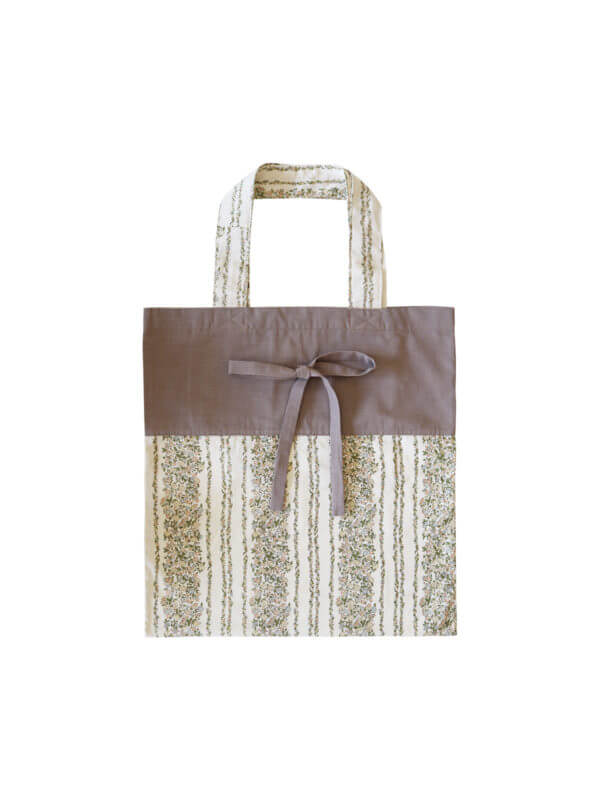 Beige/brown foldable tote bag, upcycled cotton, Mitzie Mee Shop