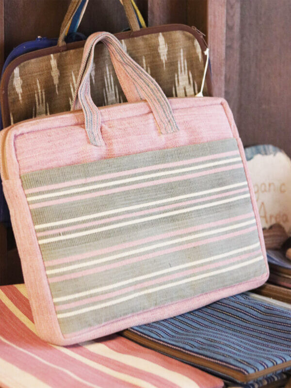 Pink Laptop bag - Handwoven Hand-spun Cotton - Chimmuwa - Borderline Shop