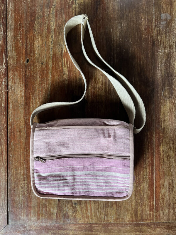 Chimmuwa Zipper Pocket Shoulder Bag - Pink Handwoven Cotton - Borderline Collective Shop