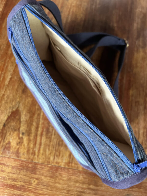 Chimmuwa Zipper Pocket Shoulder Bag - Dark Blue Handwoven Cotton - Borderline Collective Shop