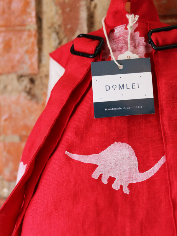 Red Dino Block Print Backpack - Small - Domlei - Mitzie Mee Shop