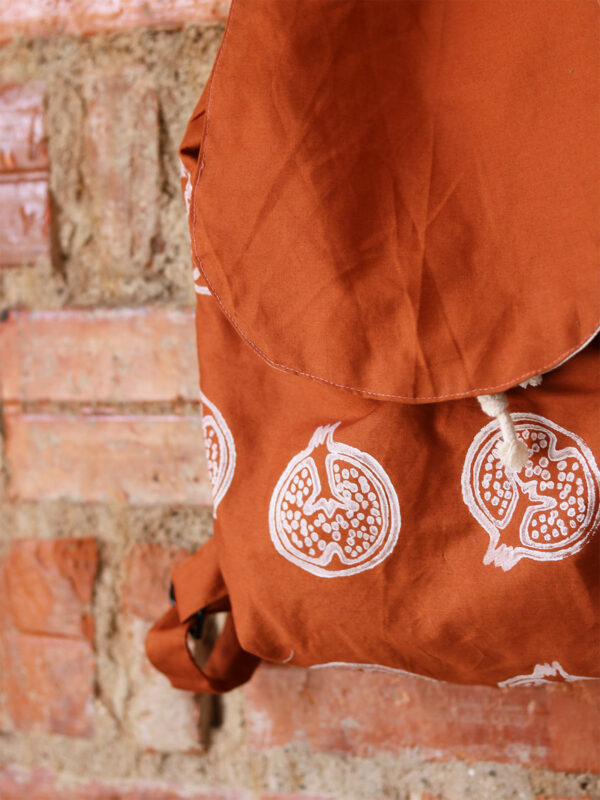 Brown Pomegranate Block Print Backpack - Small - Domlei - Mitzie Mee Shop