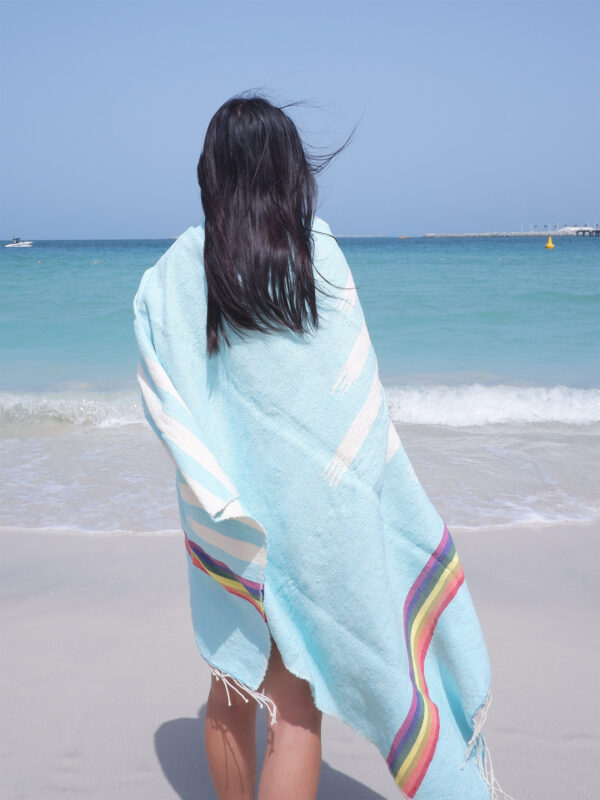Rainbows Beach Towel - Handwoven Cotton - Weavers Project - Mitzie Mee Shop
