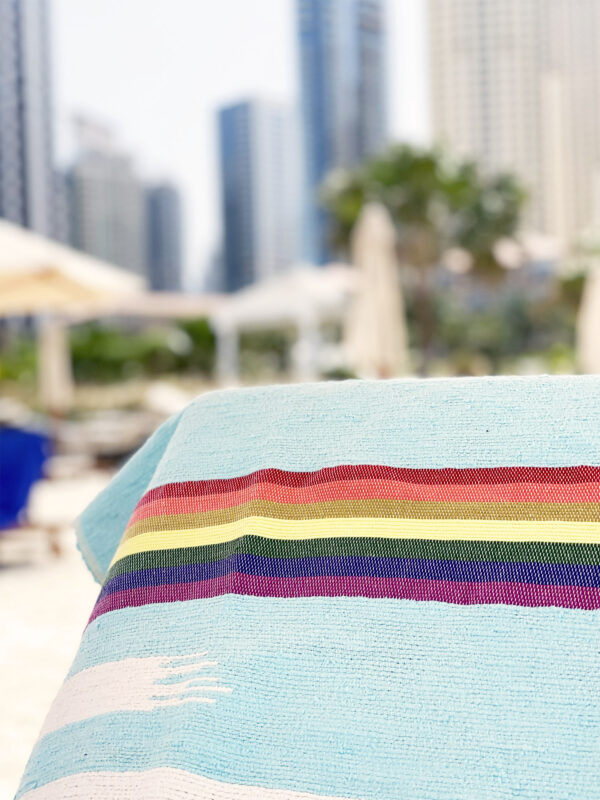 Rainbows Beach Towel - Handwoven Cotton - Weavers Project - Mitzie Mee Shop