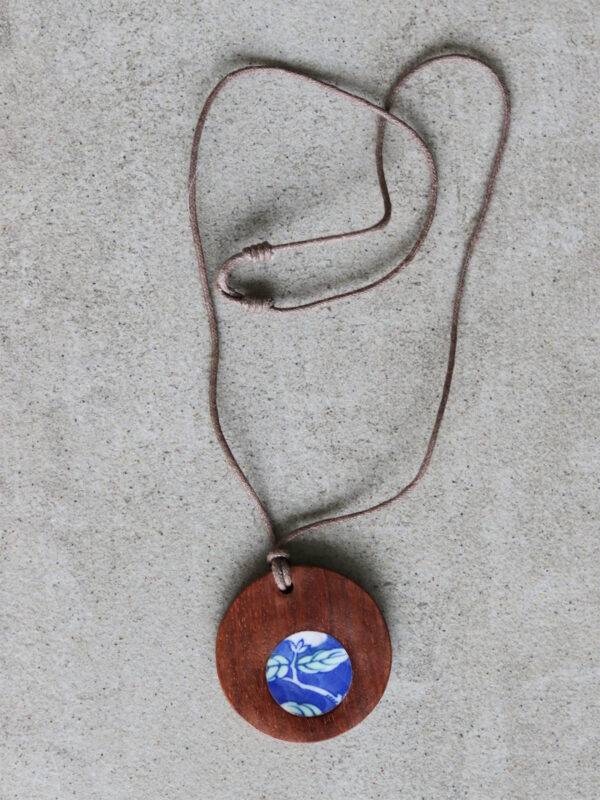 Necklace - Antique Porcelain & Reclaimed Wood Pendant - (h)A.N.D. - Mitzie Mee Shop