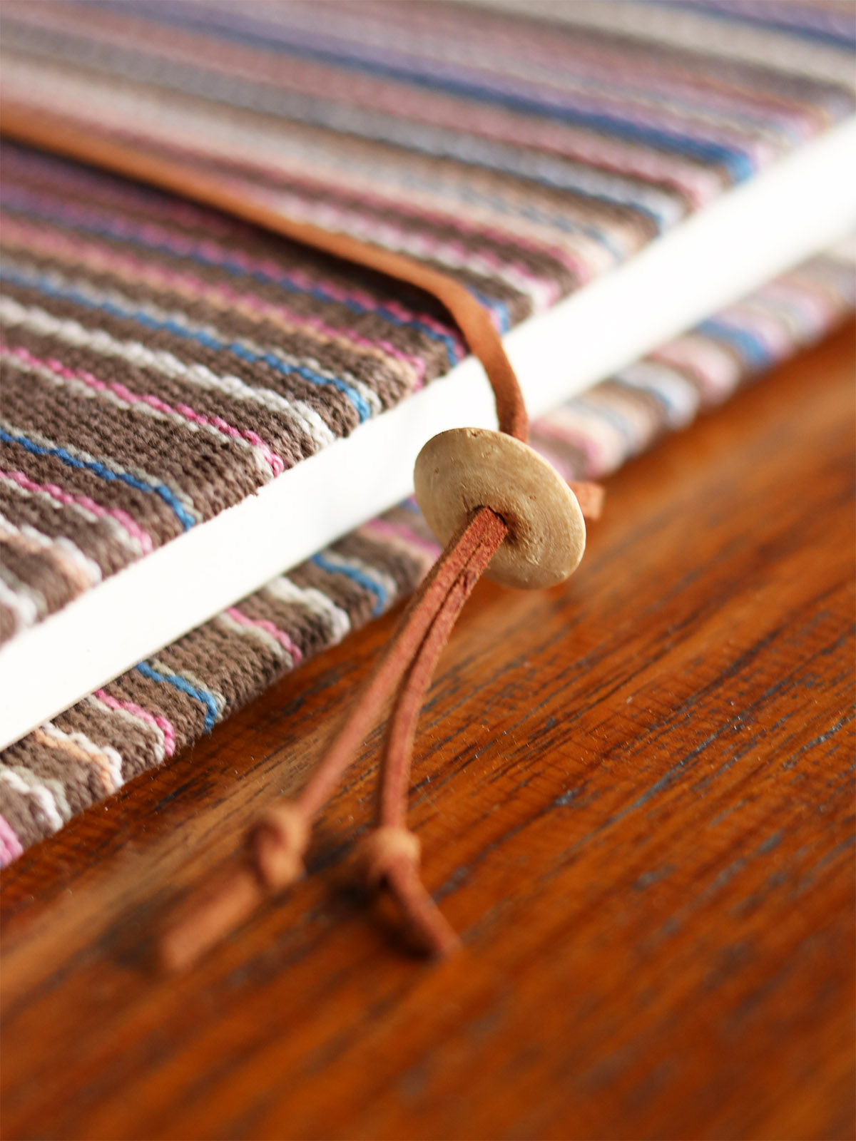 Handcrafted Notebook with Handwoven Cotton Cover and Leather Strap - Mitzie Mee Shop