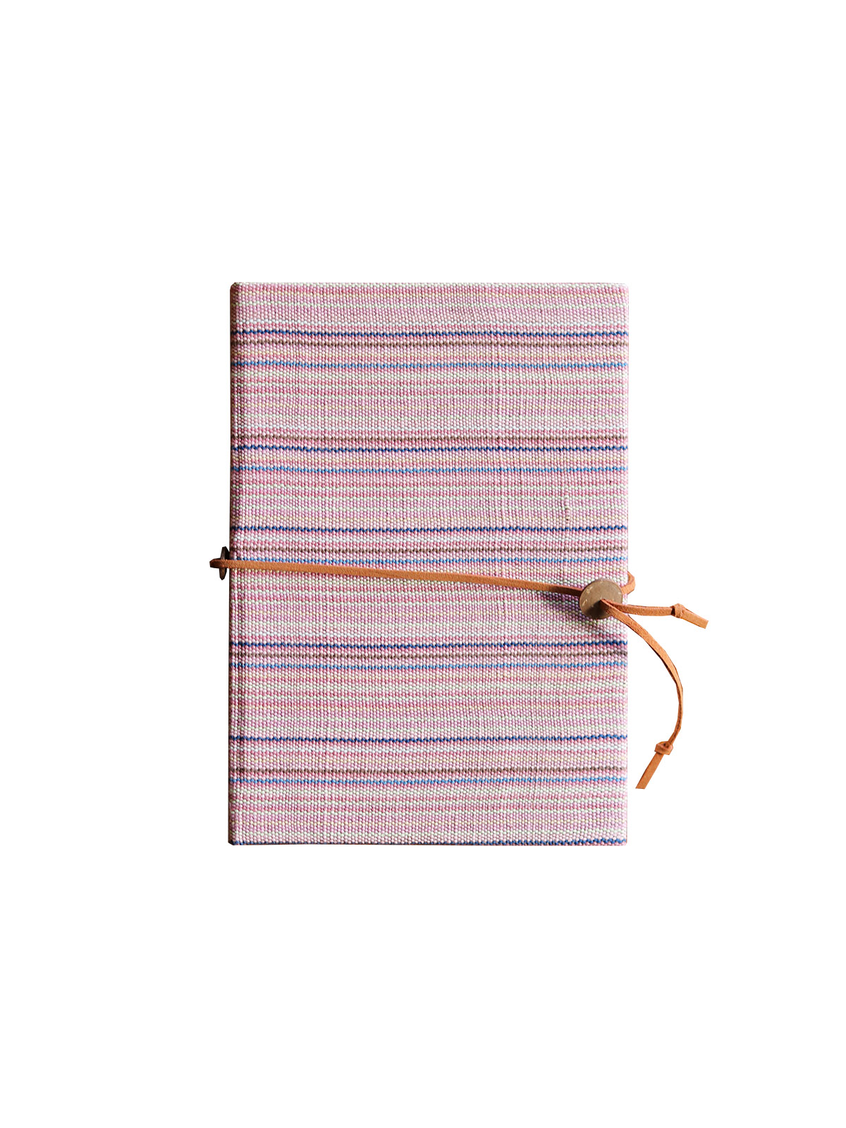Pink Handcrafted Notebook with Handwoven Cotton Cover and Leather Strap - Mitzie Mee Shop