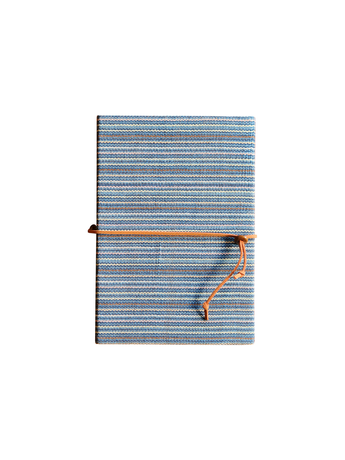 Blue Handcrafted Notebook with Handwoven Cotton Cover and Leather Strap - Mitzie Mee Shop