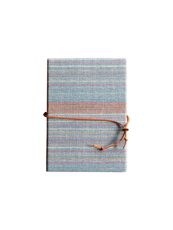 Light Blue Handcrafted Notebook with Handwoven Cotton Cover and Leather Strap - Mitzie Mee Shop