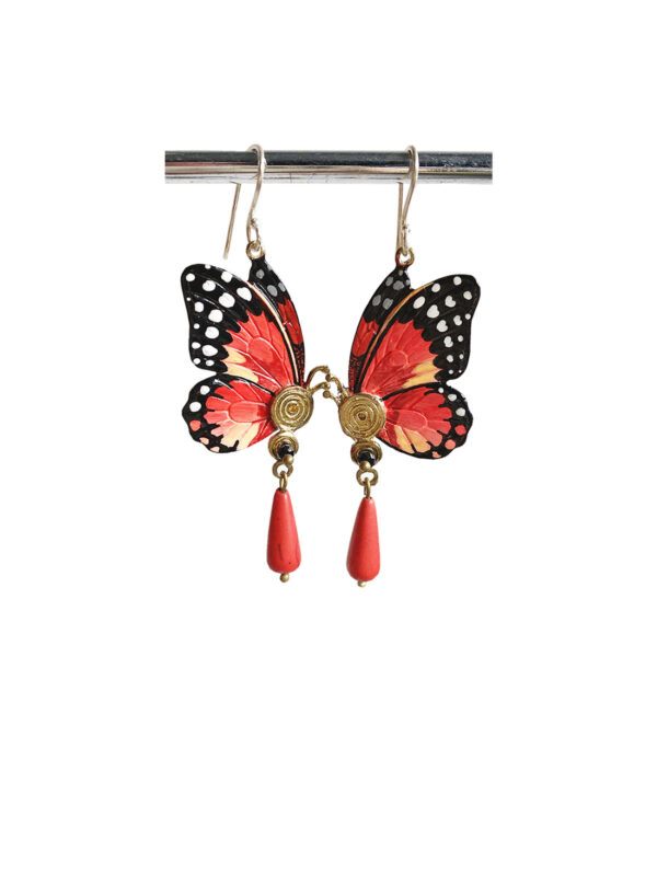 Red Butterfly Earrings Madrid - Handcrafted - Jewelry Art by Mim - Mitzie Mee Shop
