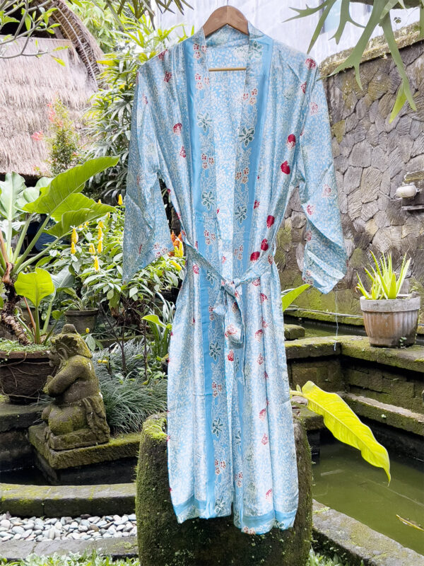 Light Blue Silk Robe - Ketut Riyani - Fair Fashion from Bali - Mitzie Mee Shop