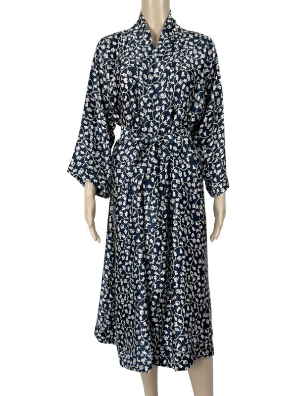 Dark Blue Silk Robe - Ketut Riyani - Fair Fashion from Bali - Mitzie Mee Shop