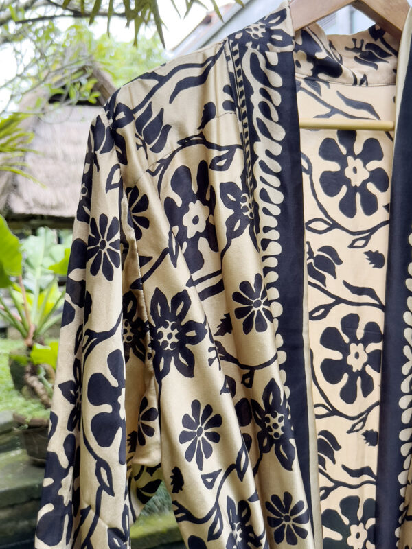 Black & Golden Beige Silk Robe - Ketut Riyani - Fair Fashion from Bali - Mitzie Mee Shop