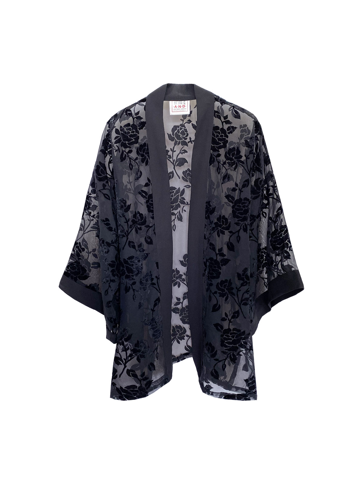Chiffon Short Robe - Black Roses - (h)A.N.D. Fair Fashion - Mitzie Mee Shop