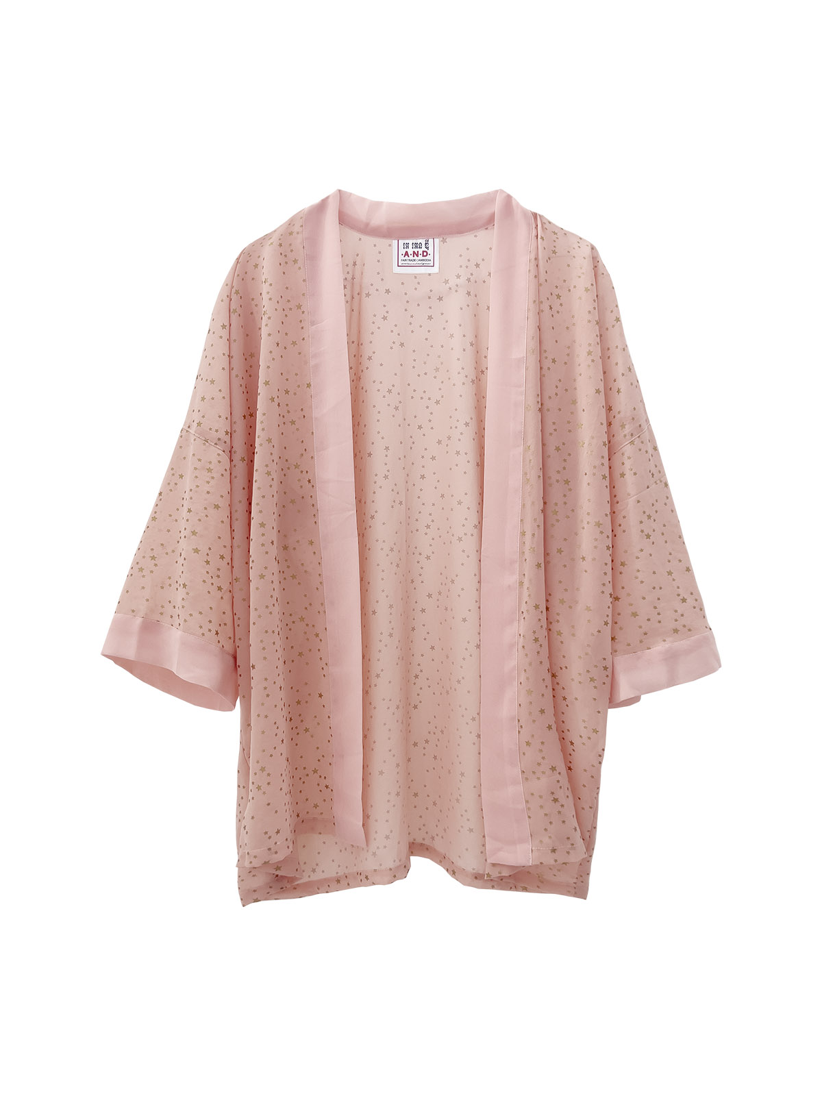 Chiffon Short Robe - Stars on Pink - (h)A.N.D. Fair Fashion - Mitzie Mee Shop