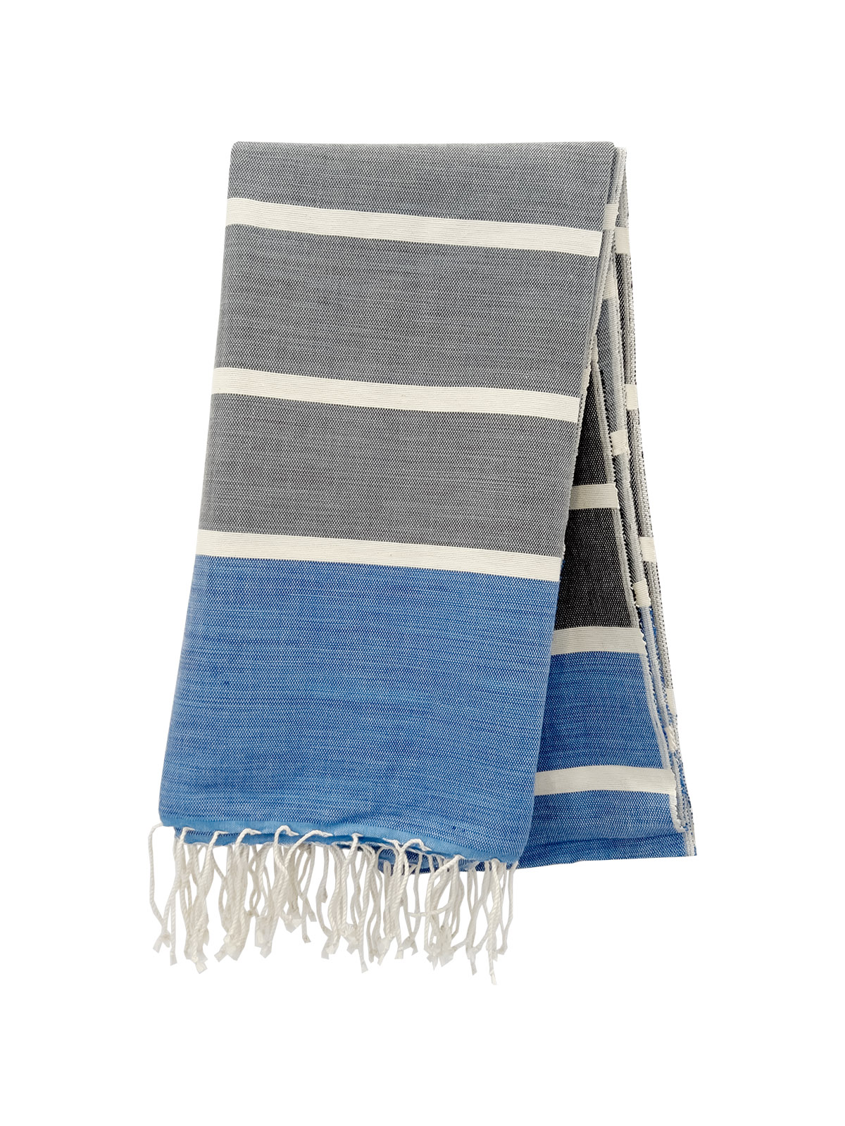 Blue & Gray Beach Towel - Handwoven Cotton - Weavers Project - Mitzie Mee Shop