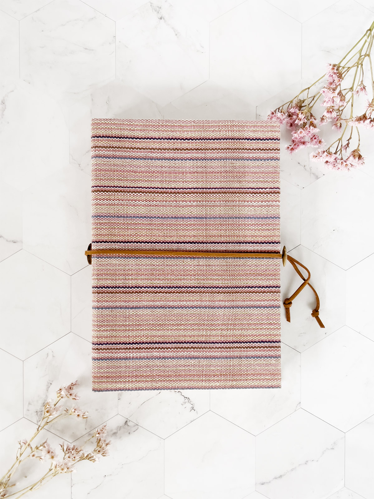 Pink Handcrafted Notebook with Handwoven Cotton Cover - Mitzie Mee Shop