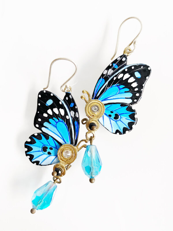 Butterfly Earrings Helsinki - Blue - Jewelry Art by Mim - Mitzie Mee Shop