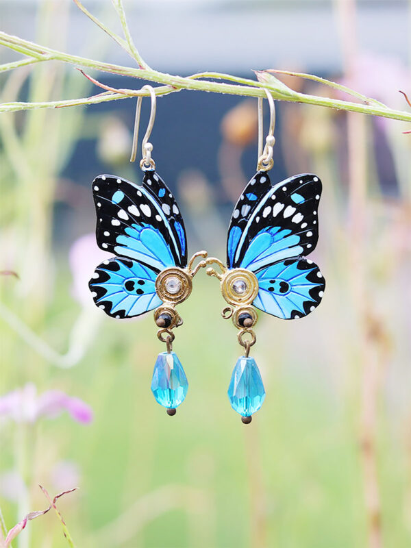 Butterfly Earrings Helsinki - Blue - Jewelry Art by Mim - Mitzie Mee Shop