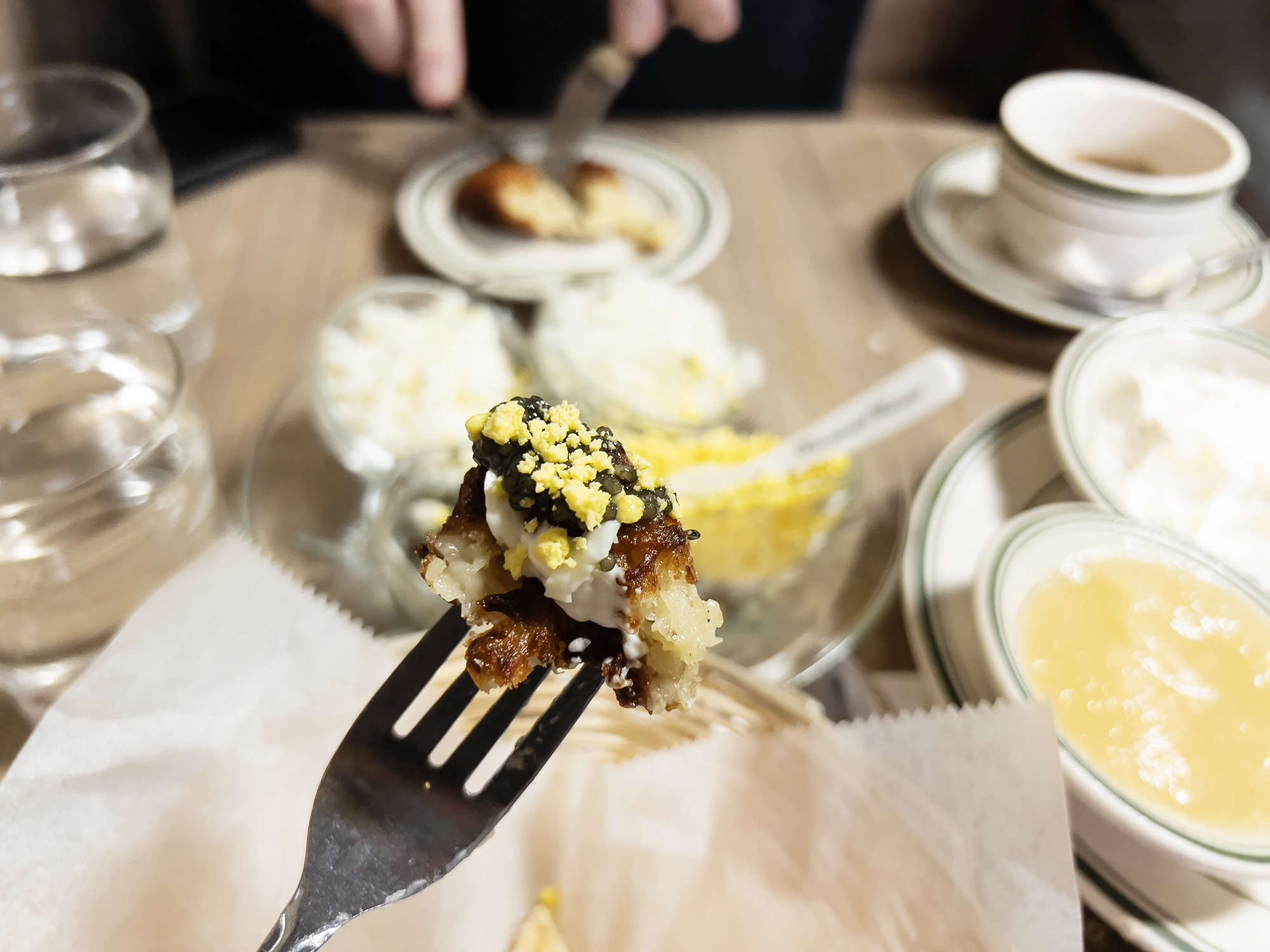 NYC: Breakfast at Bareny Greengrass - Caviar and Latkes