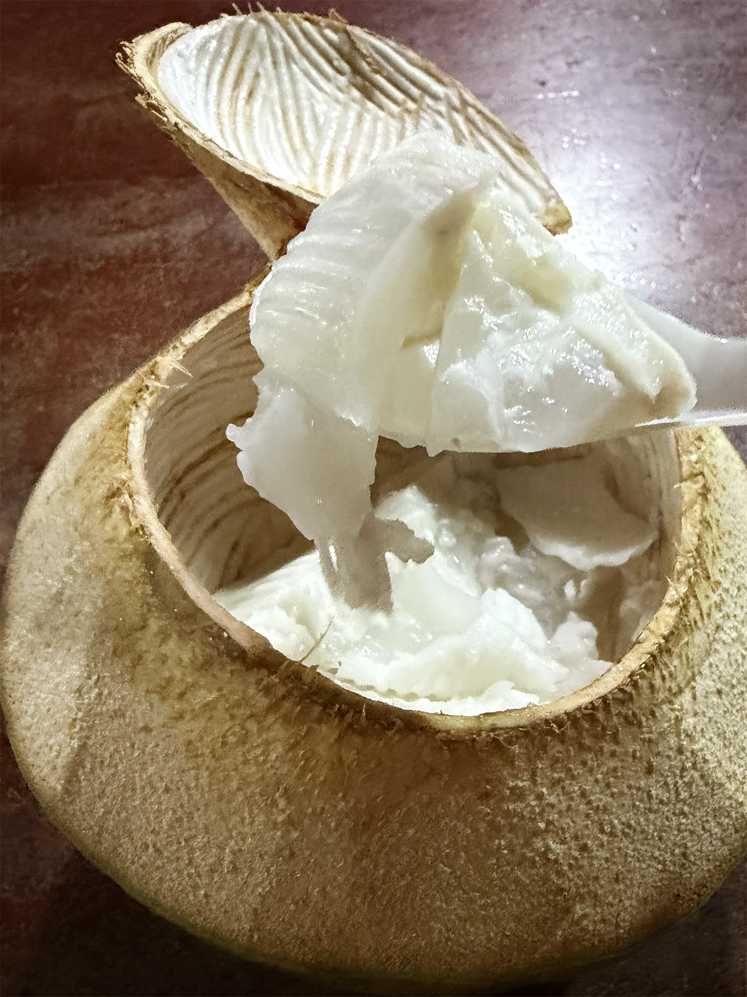 Cambodia: Trying coconut jelly from a roadside stand - A delicious dessert